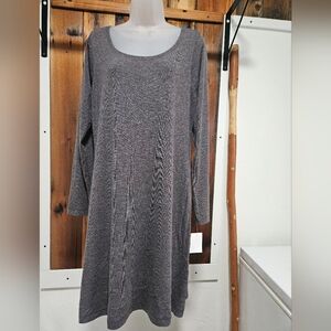 Nally & Millie Heather Gray Long Sleeve Scoop Neck Knit Dress